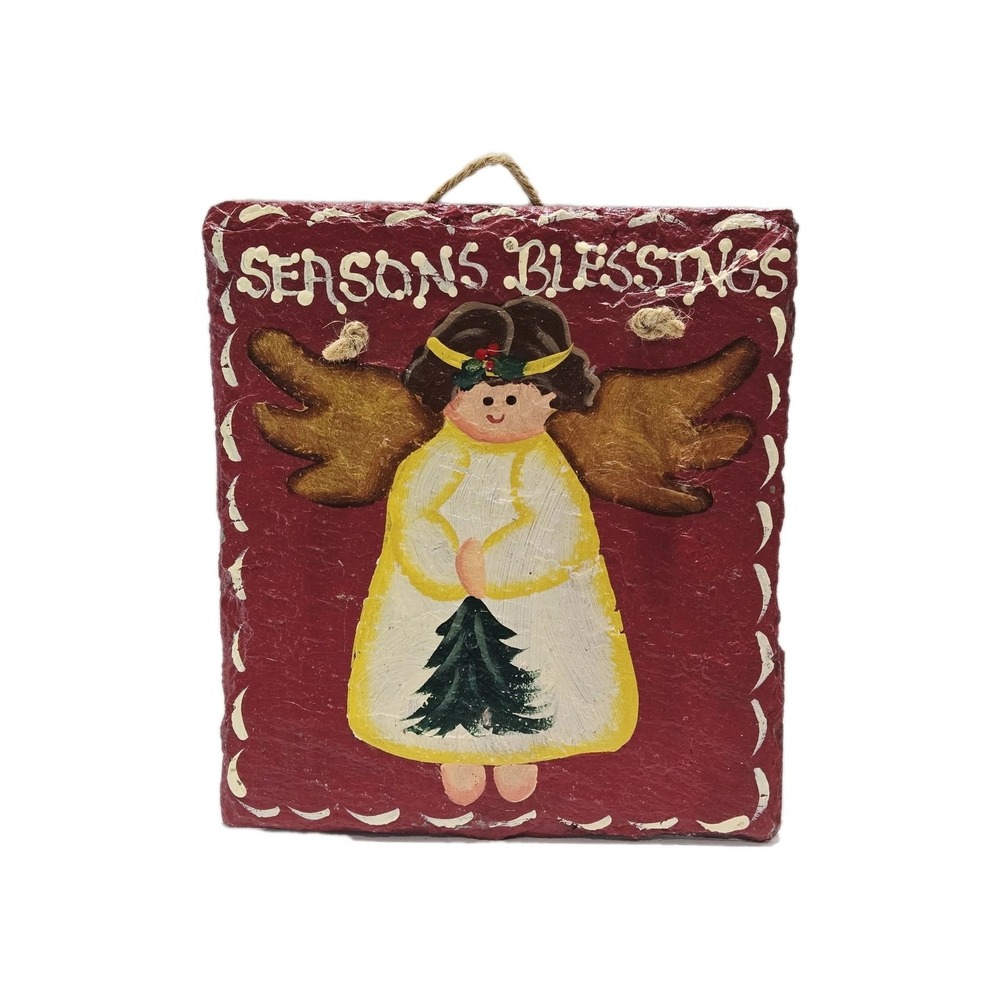 Slate Wall Hanging Christmas Angel Handcrafted Linda Bello Seasons Blessings
